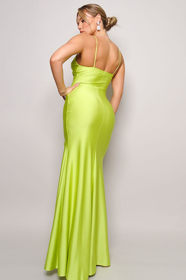 Draped Elaine Maxi Dress -Lime