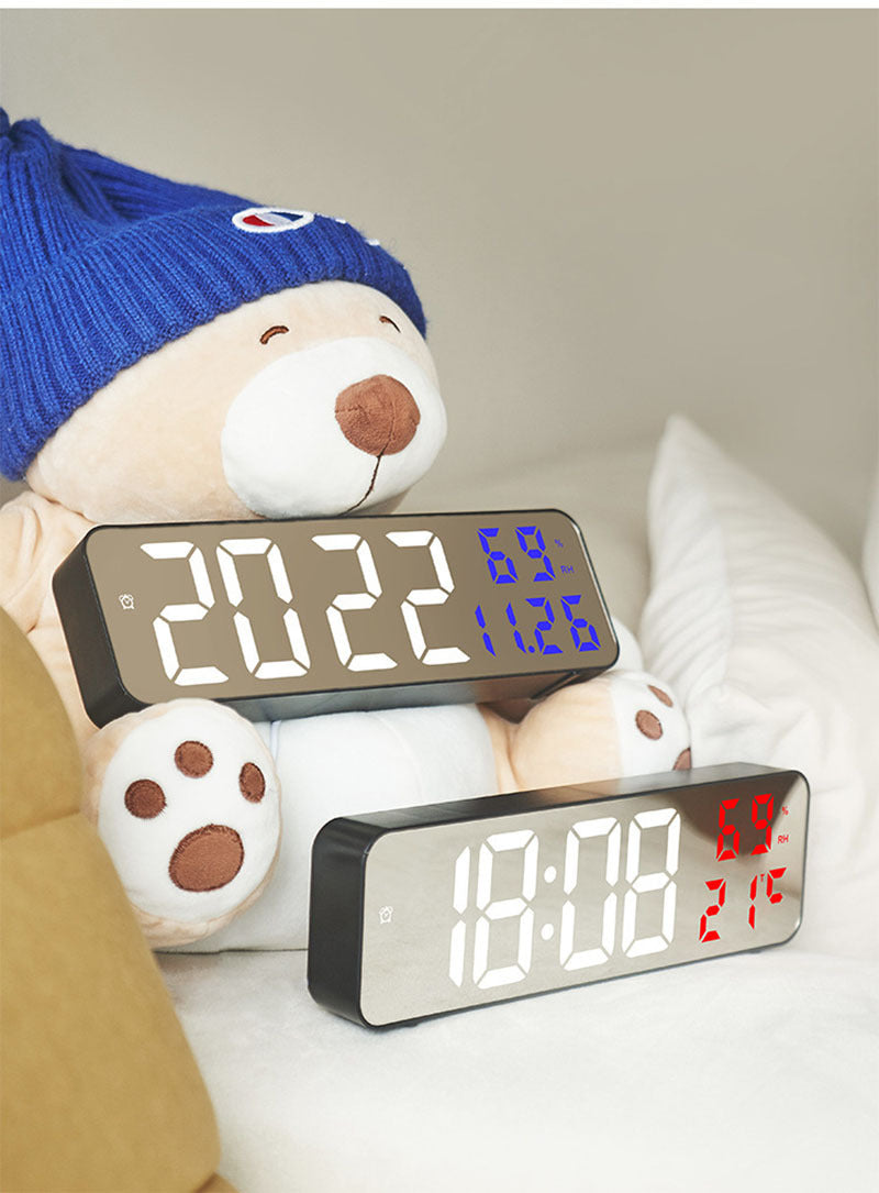 Horloge murale numérique à LED avec grand écran et miroir électronique