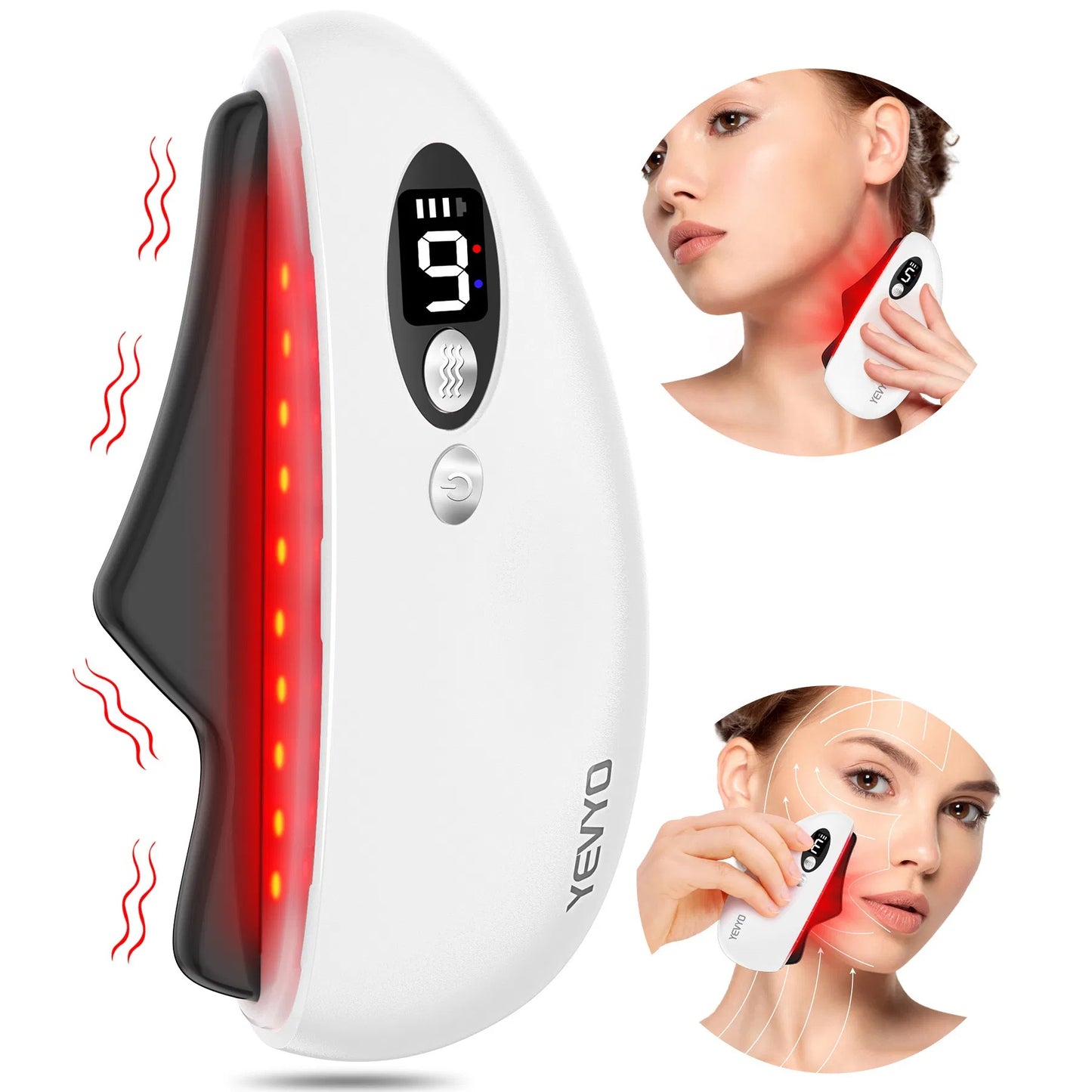 Outil Gua Sha pour le visage, outil Gua Sha électrique en obsidienne noire pour le visage, le menton, le cou et le corps. Pierre de massage vibrante et chauffante pour sculpter le visage, éliminer les rides et lutter contre le vieillissement.