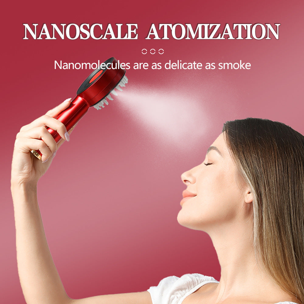 Peigne de massage du cuir chevelu, dispositif de croissance des cheveux à lumière rouge, nano-spray