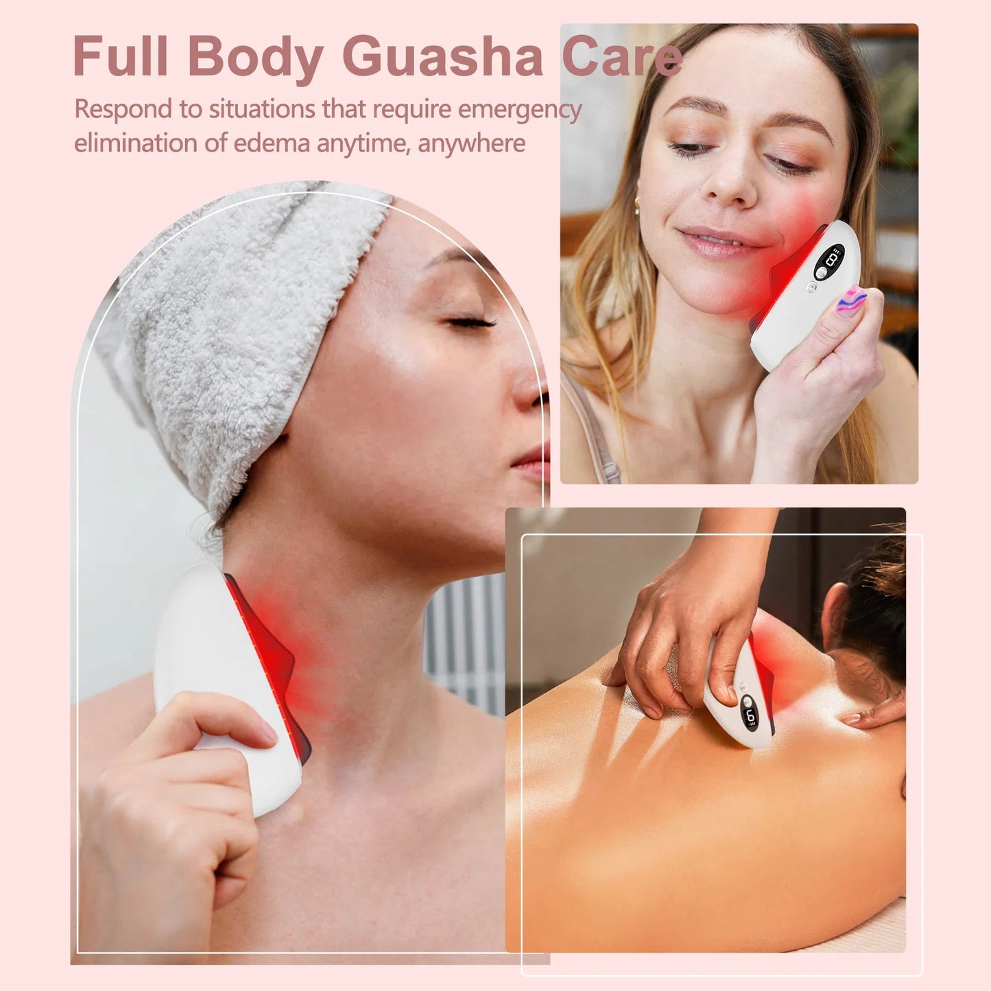 Outil Gua Sha pour le visage, outil Gua Sha électrique en obsidienne noire pour le visage, le menton, le cou et le corps. Pierre de massage vibrante et chauffante pour sculpter le visage, éliminer les rides et lutter contre le vieillissement.