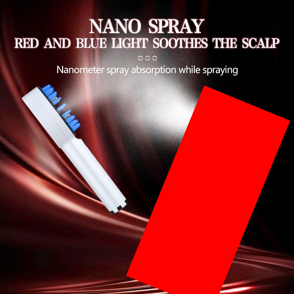 Peigne de massage du cuir chevelu, dispositif de croissance des cheveux à lumière rouge, nano-spray