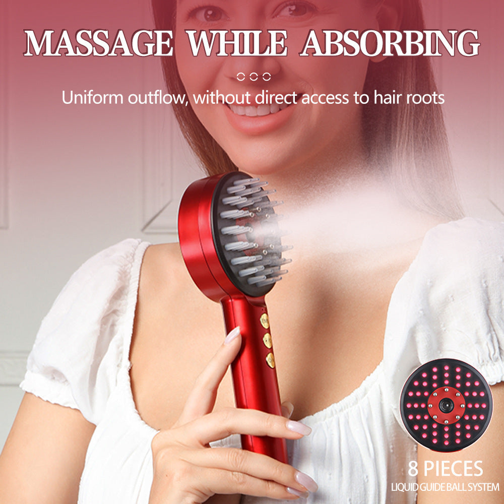 Peigne de massage du cuir chevelu, dispositif de croissance des cheveux à lumière rouge, nano-spray